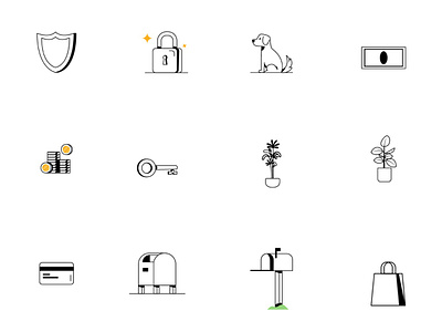 Cord Objects app card design dog finance graphic icon illustration key lock login mail mobile money payment pet plant ui vector