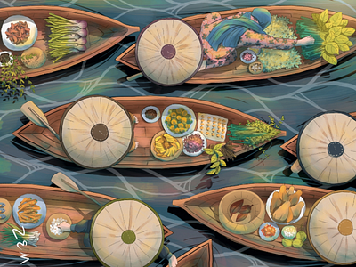 Floating Market market art boat