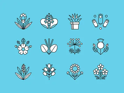 Botanical icons botanical design garden icon illustration minimal plants vector web
