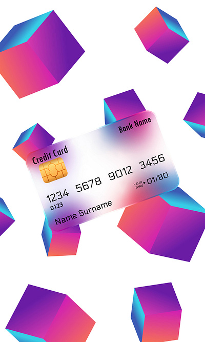 creditcardglass creditcard cubes frosted glass glassmorphism gradient graphic design vibrant colors