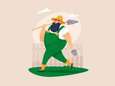 Farmer agriculture cartoon character design eat farm farmer flat flat illustration illustration illustrator man nature outdoor plants sppring summer vector village