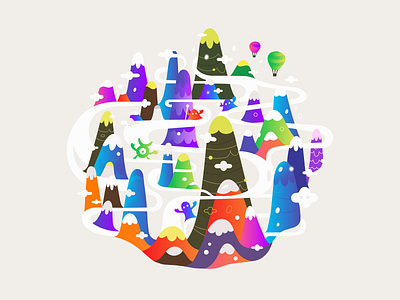 Reasel ✎ abstract belcdesign characters clouds illustration mountains patrykbelc print vectors