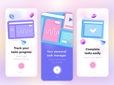 Task Management App Onboarding 3d app blur design mobile mobile app design mobile ui modern task task list task manager ui vector