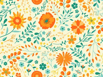 Summer Flower Pattern blossom branches decoration floral flower flower pattern flowers leaf leaves nature pattern petals poppy seamless summer sun sunflower twig twigs warm