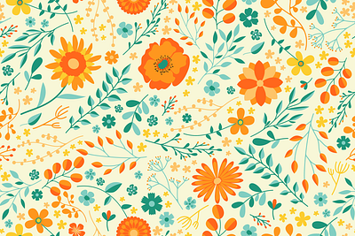 Summer Flower Pattern blossom branches decoration floral flower flower pattern flowers leaf leaves nature pattern petals poppy seamless summer sun sunflower twig twigs warm