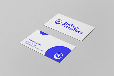 Strikeys Computers branding business card design logo logo design tech branding tech logo typography