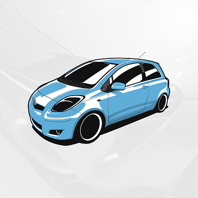 Toyota Yaris Mk2 art automobile car design drawing graphicdesign illustration logo logotype vector