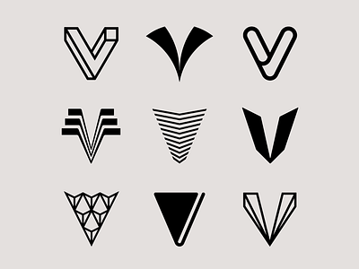 Letter V exploration brand identity branding geometric impossible shape letter exploration letter v letter v logo lettermark logo logo design minimal monogram sharp tech logo thick lines triangle typography v logo