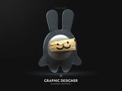 Rabbit toy 3d black cinema cinema4d design fashion gold hare illustration octane rabbit retro toy wave