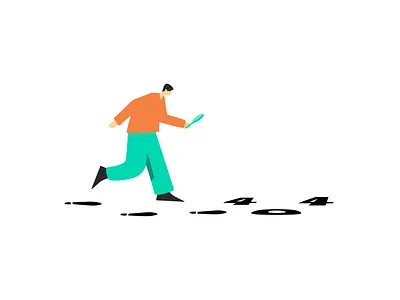 Error 404 | Illustration error 404 flat design green illustration orange search vectorart