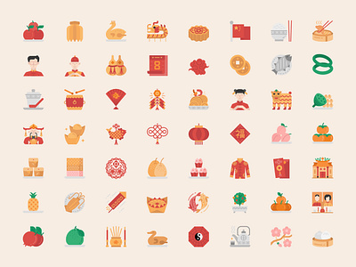 Chinese New Year Icons Set china chinese chinese culture chinese food chinese icon chinese new year chinese new year icon icon icon design lunar new year