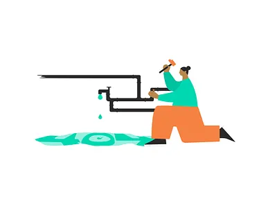 Error 404 | Illustration flat design green illustration orange water working