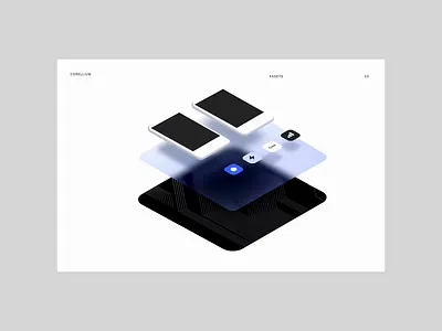 Corellium Ecosystem Diagram 3d 3d animation blue flat illustration layers minimal shapes typography ui