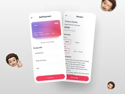 Payment & Review Screens Concept app colorful concept inspiration no like post screens simple clean interface ui uiux ux