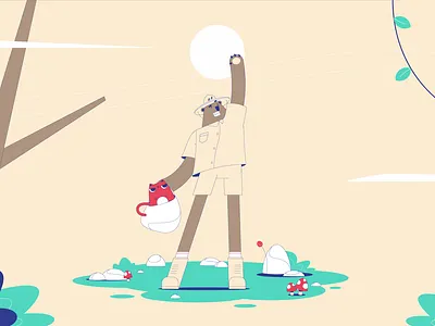 Safari Bear bear character flat illustration