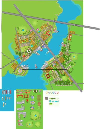 Bird's eye view of the Bosphorus 2d bridge game illustration illustrator istanbul map turkey vector wacom