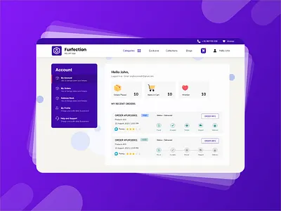 User Account Page Design cart ecommerce ecommerce app pet website design profile page design uidesign uxdesign uxui website design wishlist