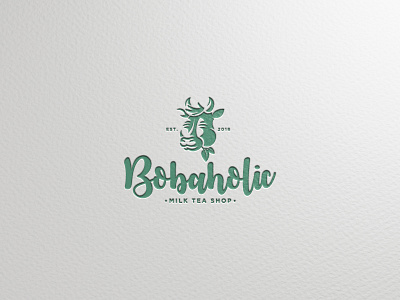 bobaholic cow logo milk milk tea tea