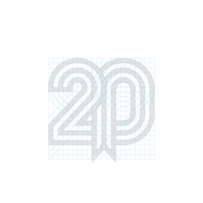 20th Anniversary Mark Gridding design geometic gridding icon logo logotype mark symbol typography vector