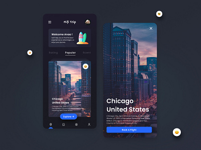 Hifi Trip : Travel Mobile App ✈ app design best shot clean creative creativity dark design flat minimal mobile mobile ui most popular smartwebtech travel travel agency travel app traveling trendy uitrend