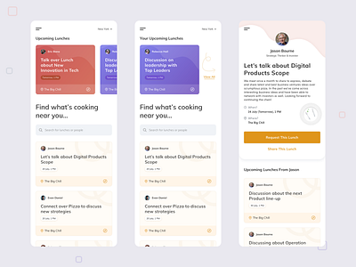 Concept Design for Event App - Light Theme app cards colors concept design events food light minimal mobile uidesign uxdesign