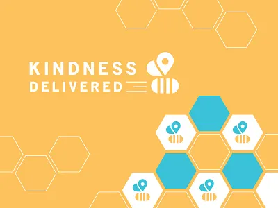Kindness Delivered bee branding design honeycomb logo