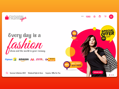 Fashion Zone shopping website. clothes concept dribbble e commerce website fashion fashion design fashion website design free free xd freebies inspiration landing page landing page design online shopping shop uiux uiuxdesign website website design