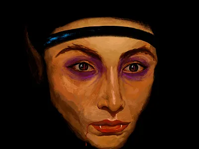 Vampire creature digital ink digital painting illustration impasto krotalon monster vampire woman
