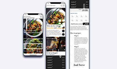 Recepies app, vegan category app food iphone recipe simple ui ui design