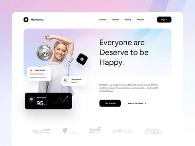 Mentalmu - Mental Health Websites 🧠 analytics app chart clean colorful design doctor gradient health homepage landing page medical mental mental health minimalist simple ui ux web design website