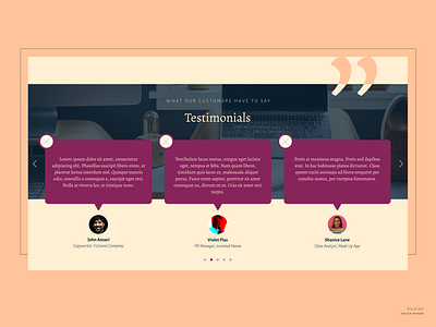 Daily UI #39: Testimonials carousel customer experience cx dailyui dailyuichallenge day 039 day 39 dribbble popular flat design mockup opinions quotes recommendations typography uiux usability user experience design ux ui design uxui uxuidesign