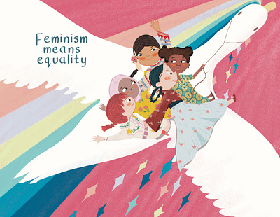 Feminism is equality editorial illustration equality female feminism