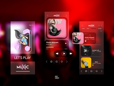 Music Player Ui Design app artist cool design mp3 player music music app music player app music player ui player playlist red song ui ux