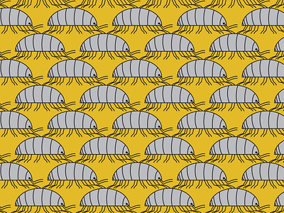 Pillbug Pattern 70s allover print armor colorful crustacean cubism gray grey insect mustard pattern design repeat pattern simple shapes simplification vector