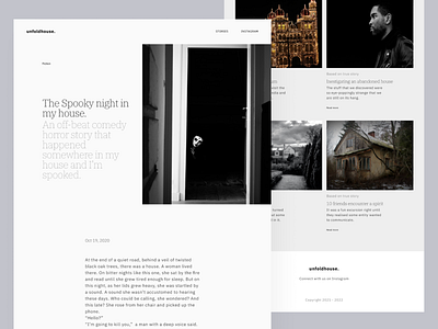 Unfolhouse : Website Design blog blog design blog website clean design haunted horror light minimal paranormal product design ui ux web website websites