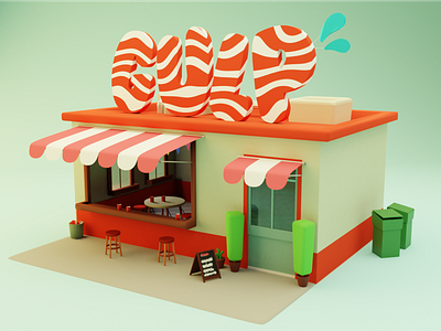 Gulp Smoothie Shop blender blender3d branding design lowpoly minimal