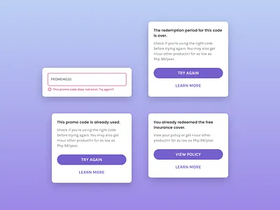 Redemption Code Errors dialog boxes errors modals ux writing validation writing