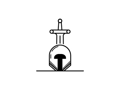 Helmet and Sword armour clean fantasy graphic design helmet illustration knight logo logo design medieval minimal sword swordman vector weapons