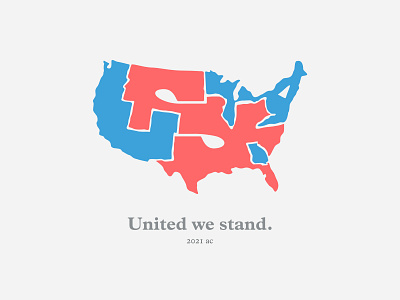 Divided we fall | Magazine illustration amanda america blue country divided gorman illustration inauguration magazine minimal online red shapes states united usa vector