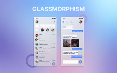 Glass morphism chat app glass morphism mobile app uidesign ux design web design web development