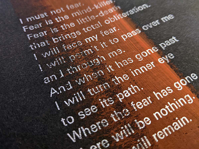 Litany Against Fear letterpress print