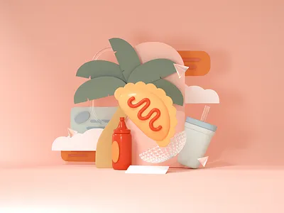 Vamo a solta a Teodoro 3d c4d caribbean cinema4d dominican empanada illustration ketchup octane palm tree teteo