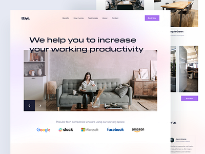 Coworking Space Landing Page Exploration clean coworking space design landing page landing page design landingpage modern purple ui user experience user interface ux web design