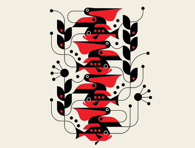 Kelp Wanted abstract design black design geometric illustration patterns red trufcreative