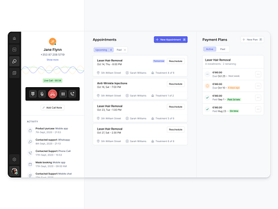 Call Centre App Concept appointment appointment booking booking call center dashboard design payments plans product design ui ux web app