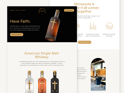 Brother Justus Website alcohol bottles distillery homepage landing landing page minnesota renders web web design website website design whiskey