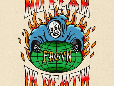 No Fear In Death design fashion grim reaper hand drawn hand lettering illustration skull skull art t shirt design typography vector vintage