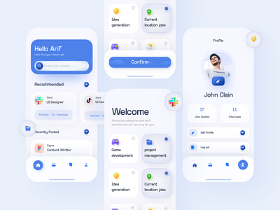 Job finding Mobile apps application application ui employee engagement employer finder hired hiring platform job listing minimal mobile application mobile ui ui ux