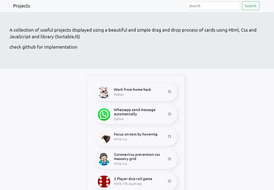 JavaScript Projects List css html javascript sortablejs