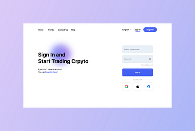 Crypto Trading Website Sign In Page branding crypto crypto currency crypto exchange crypto wallet cryptocurrency crystal design finance finance app finance business finances minimal ui ux webdesign webdesigner webdevelopment website